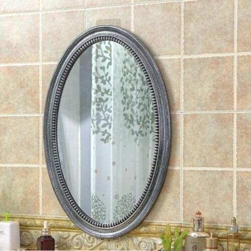 Oval Cosmetic Mirror Simple European Style Bathroom Mirror Home Decoration Wall Hanging Retro Decorative Mirror