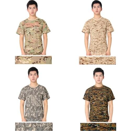 Adult Army Military Uniforms Summer 100%Cotton Short Sleeve Camouflage Combat Shirt Work Wear Clothes Special Force Top T-shirt