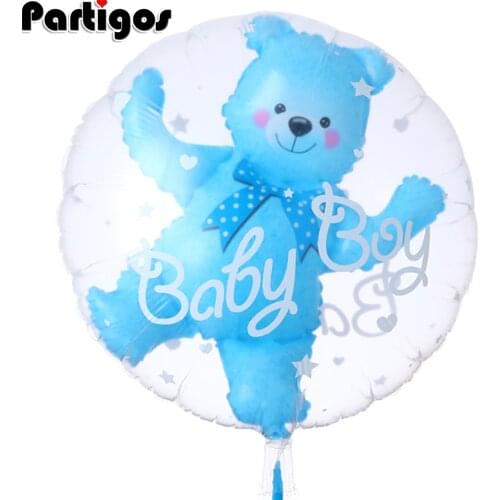 24inch Baby Boy Bear or Girl Blue Pink Bubble Bear Foil Balloons Birthday Baby Shower Decorations Kids Toys Ball in Ball