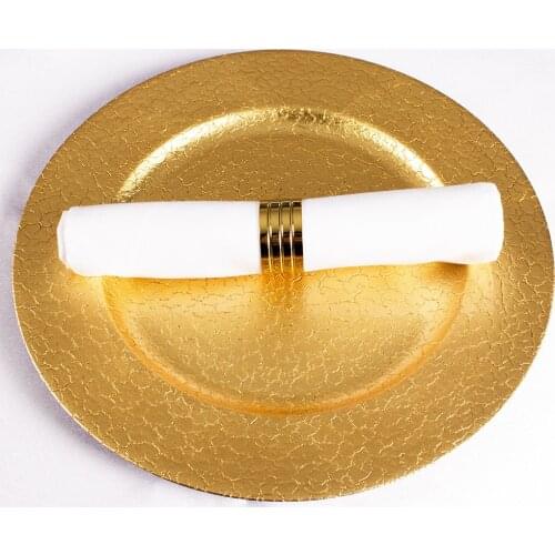 33cm gold Plastic charge plates Fruits Disc party dinner steak Western dish Wedding Christmas salver 24pcs support dropshipping