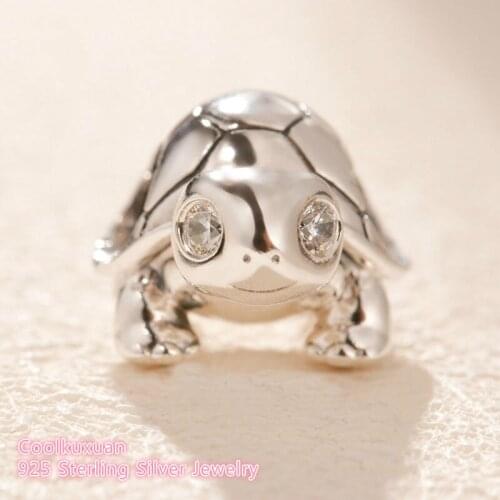 Spring 100% 925 Sterling Silver Bright-Eyed Turtle Charm beads Fits Original Pandora bracelets Jewelry Making