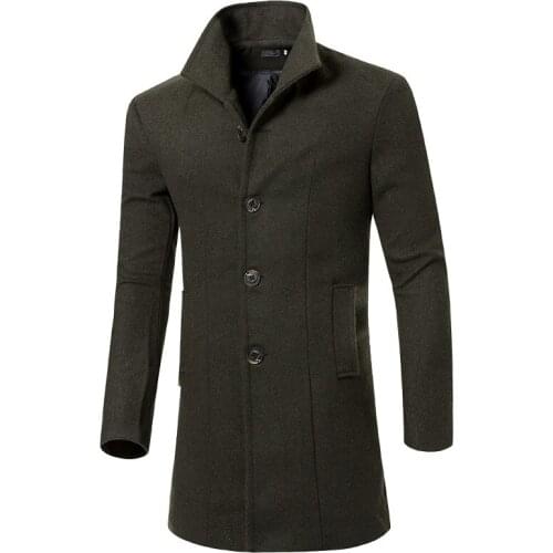 Windbreaker Male Woollen Overcoat Mens Coats Winter Autumn Fashion Business Thick Smart Casual British Style Long Thermal Solid