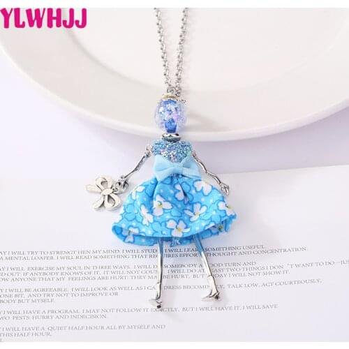YLWHJJ brand new women lovely Flower doll long chain necklace & pendantgirl hot statement fashion jewelry baby metal necklace
