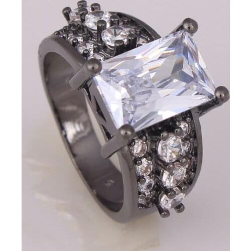 Jewellery White cubic zircon black gun rings crystal women vintage 2016 Hot cheap black gold-color wedding ring jewelry
