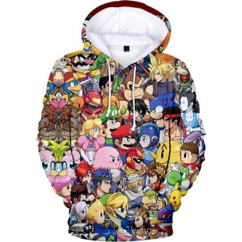 Funny Hoodies Super Smash Bros. Ultimate 3D Game Sweatshirts Cartoon Tops Dropshipping