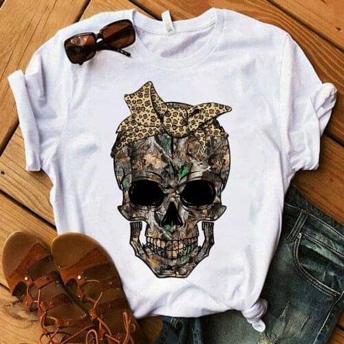 Fashion Leopard Skull Women T-shirt Summer Short sleeve Female T-shirt O-Neck Harajuku Ladies Tee Top harajuku tee shirt femme