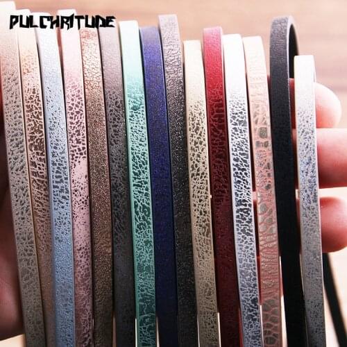 1 Root 1Meter x 5mm Flat PU Leather Cord & Rope Diy Jewelry Findings Accessories Fashion Jewelry Making Material for Bracelet