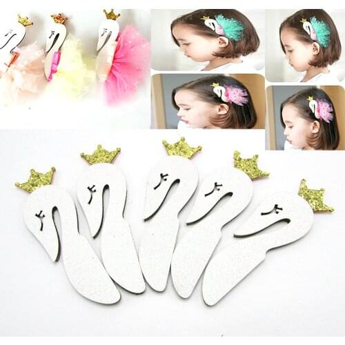 100pcs/lot Glitter Crown Swan Neck padded applique Crafts for headwear hair clip DIY accessories