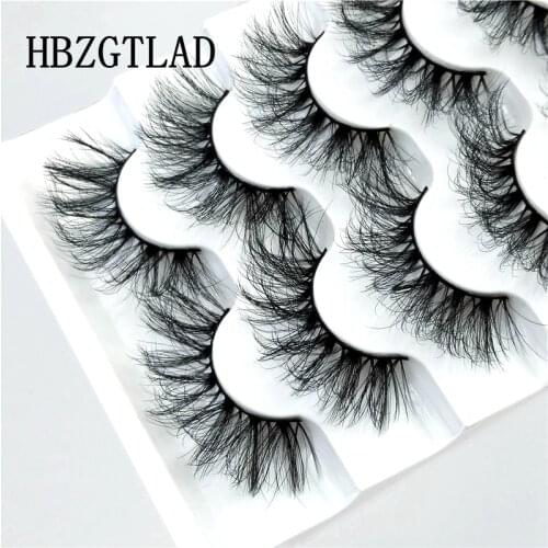2-5 Pairs 3D Mink Fake Lashes Bulk Faux Thick Long Wispy Natural Mink Lashes Pack Short Wholesales Natural false Mink Eyelashes