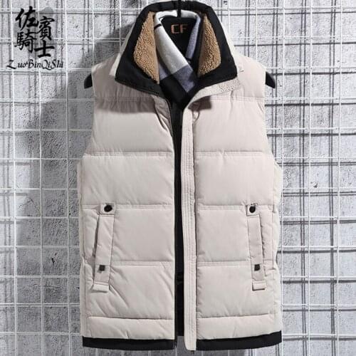 2021 Mens Autumn and Winter Outdoor down Cotton Vest Youth Thickening Stand Collar Vest