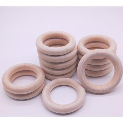 3pcs 55mm Natural Wooden Ring Children Kids Wooden Teething Rings DIY Making Crafts Jewelry Accessories Baby Toy Gift