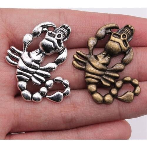 WYSIWYG 4pcs 37x33mm Scorpion Skull Pendants Skull Pendants Scorpion Charm Scorpion Skull Charm