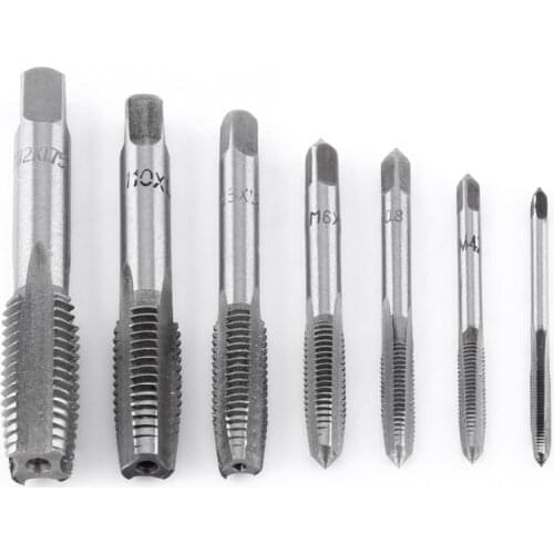 7x HSS M3 M4 M5 M6 M8 M10 M12 HSS Machine Hand Screw Thread Metric Tap Drill Set Bearing Steel