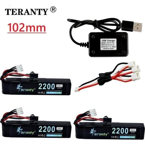 #102mm Water Gun Lipo Battery 3S 11.1V 2200mAh 35C Battery + Charger for AKKU Mini Airsoft BB Air Pistol Electric Toys RC Parts