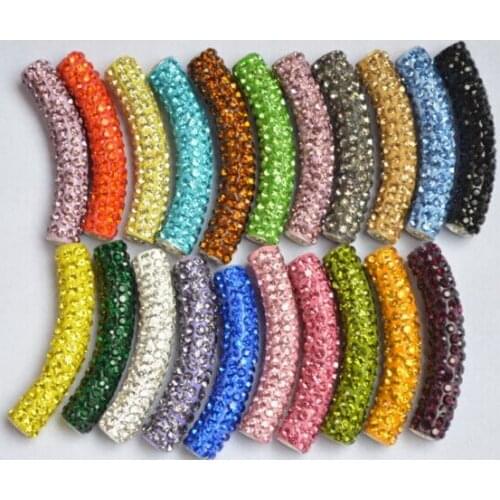 Ij8ng black white red mixed multi color long bending tube beads Wholesale bead for bracelet crystal
