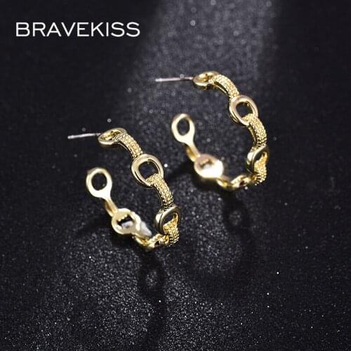 BRAVEKISS NEW C-shaped Golden Stitching Semicircular Circle Earrings for Women Fashion Earring Jewelry Dating Party Gift UE0691