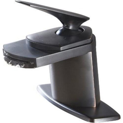 Oil Rubbed Bronze Waterfall Spout Bathroom Basin Faucet Single Handle Mixer Tap