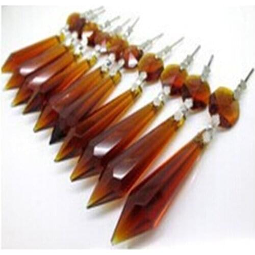 20Pcs/lot Brown Crystal Glass Beads With 36mm Crystal Prisms Pendants For chandelier Parts Decoration Supplies