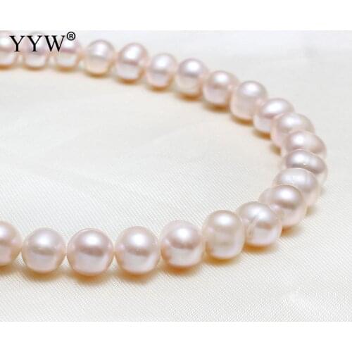 YYW High Quality Cultured Potato Freshwater Pearl Beads natural 8-9mm Approx 0.8mm Sold By Strand for Jewelry Making