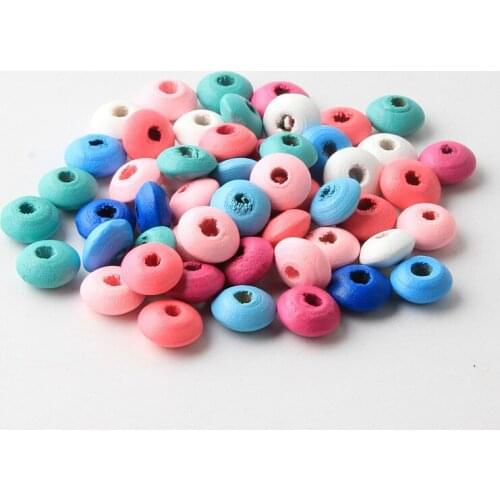 DIY 100pcs Flat Shape Wood Beads for Jewelry Making DIY Baby Toys Pacifier Clip Necklace Round Wooden Beads