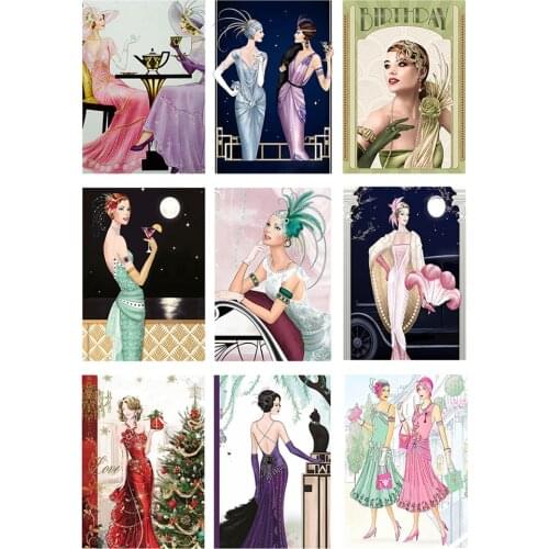 DIY 5D Full Diamond Painting Noble Lady Pattern Drawing Round Drill Resin Rhinestone Display Picture Home Art Decoration Gift