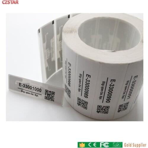 Customized printed ID barcode iso18000-6c impinj smartrac dogbone tag impinj monza r6 monza 4D epc gen2 uhf rfid tag sticker