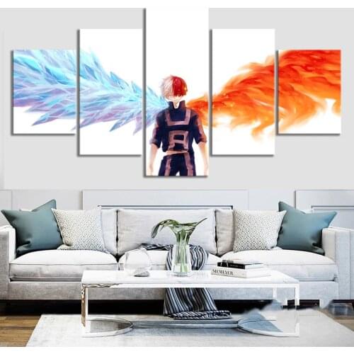 Anime Boy Picture Canvas Decor 5 Pieces My Hero Academy Angel Deku Poster Painting Wall Art Living Room Modular Home Decoration