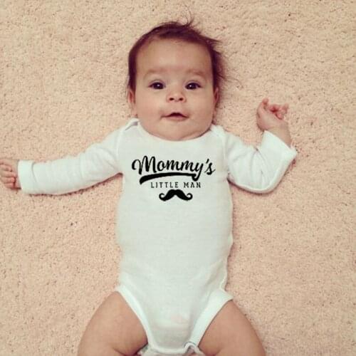 Mommys Little Man Newborn Baby Bodysuit Cotton Romper Infant Baby Boys Long Sleeve Funny Jumpsuit Toddler Cute Fashion Playsuit