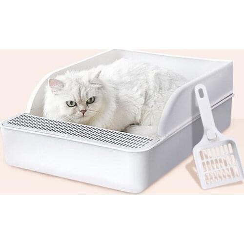 Cat Litter Box Cat Toilet Tray Anti-Splash Non Slip Pets Training High Sided Rim Loo Cat Sand Basin Large Space Can Be Split