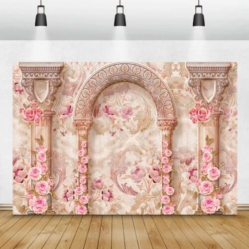 Laeacco Gray Chic Wall Flowers Wedding Vinyl Photography Backdrop Child Portrait Baby Shower Photocall Background Photo Studio