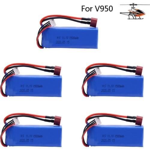 5PCS 11.1V 1500mAh LiPo Battery For WLtoys V950 RC Helicopter Parts RC toys Cars Airplanes boat 11.1V high capacity toys Battery