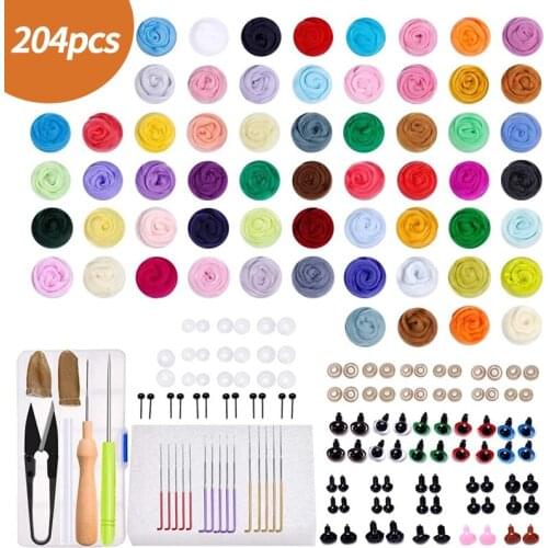 LMDZ 60 Colors Wool Roving, Wool Felting Tool Kit with Color Coded Felting Needles, Foam Mat, Needle Felting Supplies for DIY