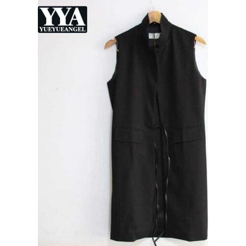 Mens New Fashion Solid Vest Jackets 2021 Spring Autumn British Style Sleeveless Vintage O-Neck Casual Male Vest High Street