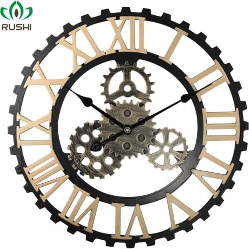 American Retro Gear Wall Clock Industrial Wind Wall Clock Living Room and Dining Room Decorations Creative Wall Clocks Clock
