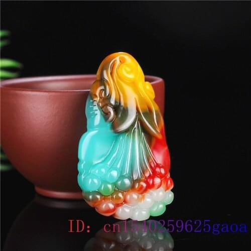 Jade Flower Pendant Necklace Charm Chinese Gifts Amulet Jewelry Jadeite Men Natural Color Women Fashion Carved