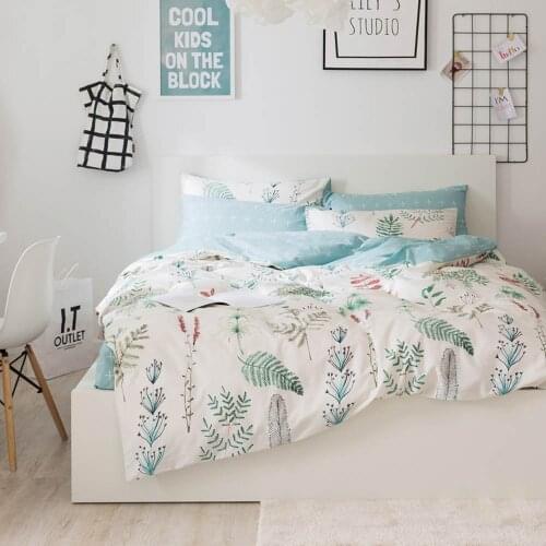 Leaves Print Sheet Pillowcase And Duvet Cover Cotton Bedlinen Twin Double Size Queen Bedding Set King