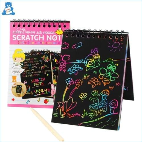 Rainbow Magic Scratch Book Color Desk Creative Memo Paper Scraping Painting DIY Art Doodle Pad Education Drawing Toys Kids Gift