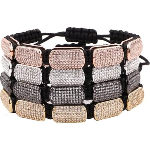 Luxury Men Women Bracelet CZ Micro Pave Charm Handmade Braided Friendship Men Jewelry Gift