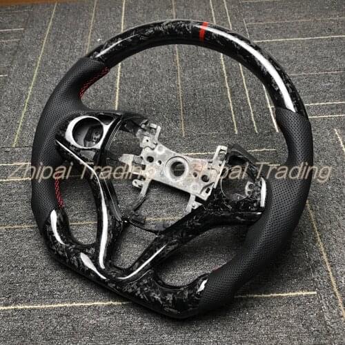 Steering wheel 100% Forged Carbon Fiber Perforated leather For Honda Fit GK5 with frame Trim Replacement assembly