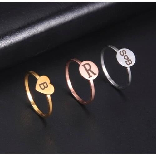 Skyrim Fashion Custom Engraved Letter Signet Rings Stainless Steel Personalized Ring Anniversary Jewelry Gift for Lover Family
