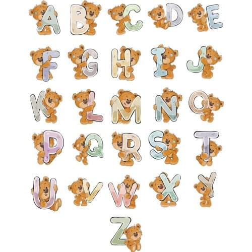 Hot Bear A.B.C.D letters thermo-stickers for children custom patch Sticker on clothes Flex fusible transfer