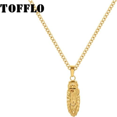 TOFFLO Stainless Steel Jewelry Queen Jesus Oval Necklace Female Cross Clavicle Chain BSP1016