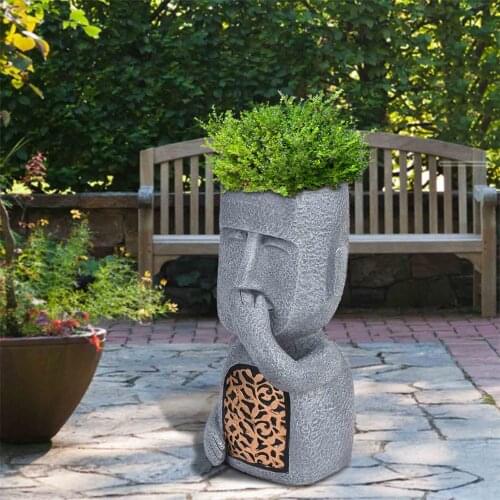 Outdoor Garden Decor See Hear Speak No Evil Garden Island Statues Creative Resin Sculpture Home Decoration Vase Statue Figurine