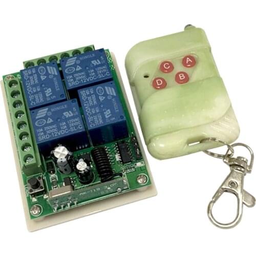 DC12V Universal Wireless Remote Control Switch - 4CH Relay Receiver Module and RF Transmitter- Electronic Lock Control DIY Kit