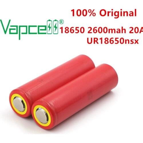 Vapcell 100% original 18650 2600mAh 20A 3.7V rechargeable li ion battery UR18650nsx batteries cell for flashlight power tools