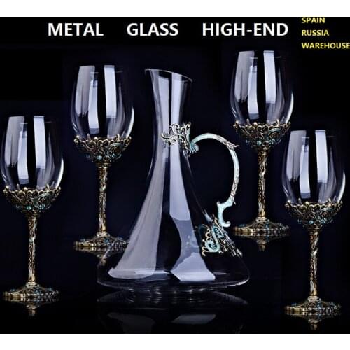 Wine Glasses Vintage Crystal Red Wine Enamel Glass Goblet Wedding Gift Wine Glass with Decanter Whiskey Decanter Wine Glass Set