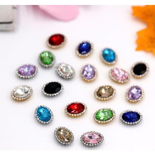 High Quality 50pcs/ Bag Oval Sunflower Hand-sewn Stone Colorful Glass Claw Diamond-egg Diy Hair Decoration Shoes Accessories