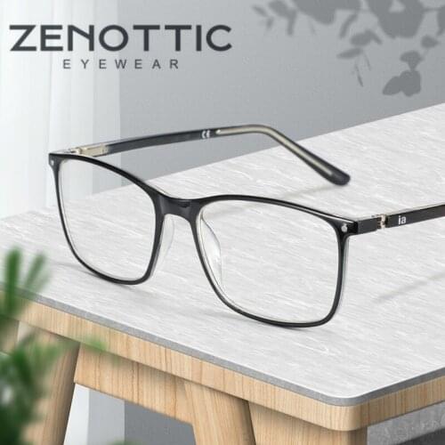 ZENOTTIC Anti Blue Light Computer Glasses Frame Men Acetate Square Optical Myopia Spectacles Women Blue Light Blocking Eyewear