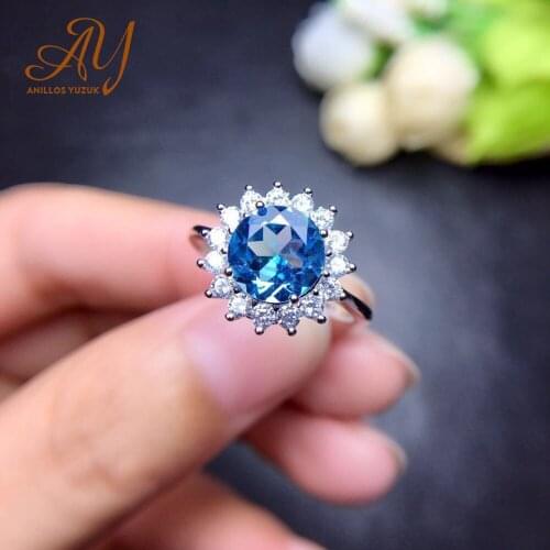 Anillos Yuzuk Blue Topaz Gemstone Rings For Women 925 Sterling Silver Aquamarine Ring Romantic Wedding Engagement Fine Jewelry