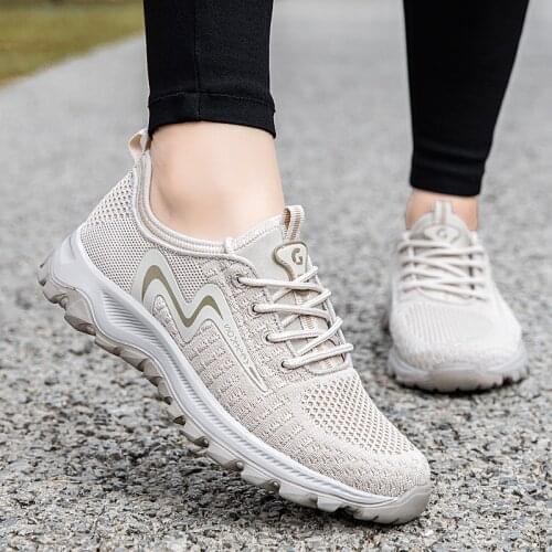 Women Lightweight Sneakers Running Shoes Outdoor Sports Breathable Mesh Comfort Walking Air Cushion Lace Up Mother Gift
